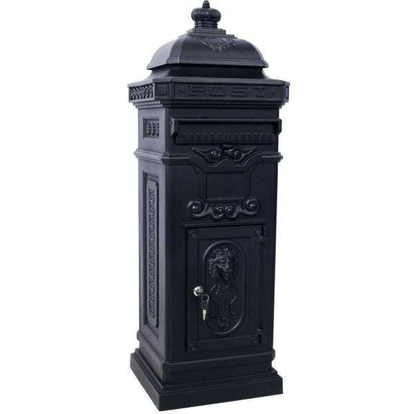 English Elm Mailboxs Cast Aluminum Floor Postbox Roman Column Statue Garden Rainproof Large Capacity Black W465P230044