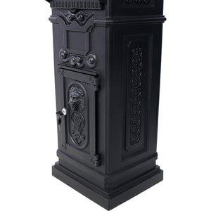 English Elm Mailboxs Cast Aluminum Floor Postbox Roman Column Statue Garden Rainproof Large Capacity Black W465P230044