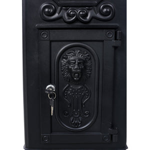 English Elm Mailboxs Cast Aluminum Floor Postbox Roman Column Statue Garden Rainproof Large Capacity Black W465P230044