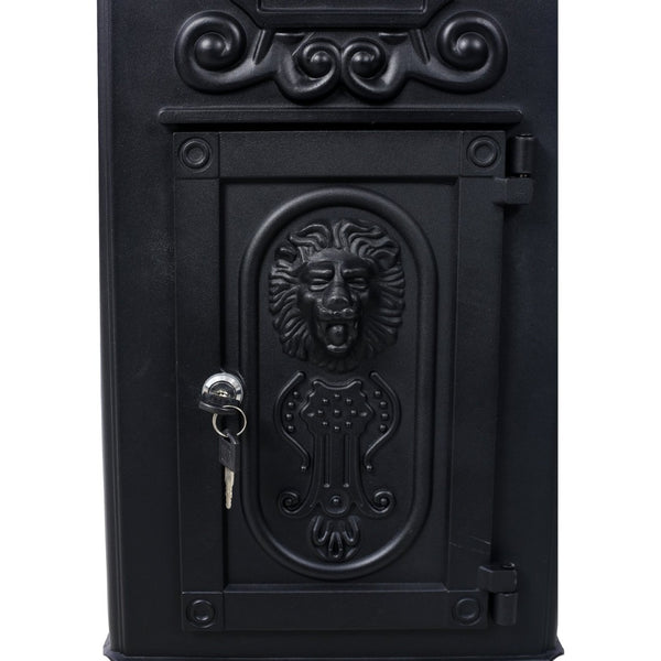 English Elm Mailboxs Cast Aluminum Floor Postbox Roman Column Statue Garden Rainproof Large Capacity Black W465P230044