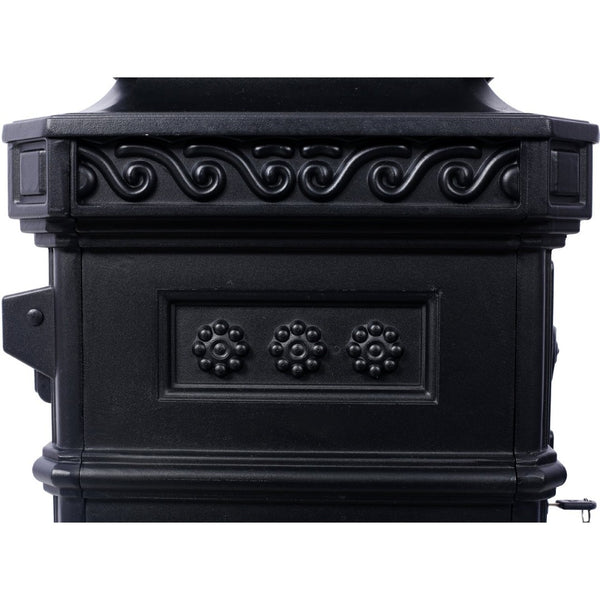 English Elm Mailboxs Cast Aluminum Floor Postbox Roman Column Statue Garden Rainproof Large Capacity Black W465P230044