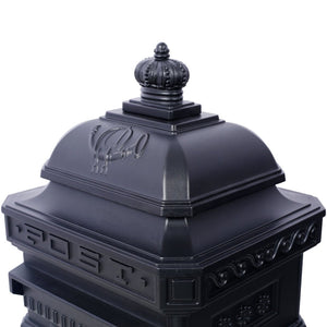 English Elm Mailboxs Cast Aluminum Floor Postbox Roman Column Statue Garden Rainproof Large Capacity Black W465P230044