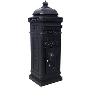 English Elm Mailboxs Cast Aluminum Floor Postbox Roman Column Statue Garden Rainproof Large Capacity Black W465P230044
