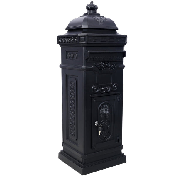 English Elm Mailboxs Cast Aluminum Floor Postbox Roman Column Statue Garden Rainproof Large Capacity Black W465P230044