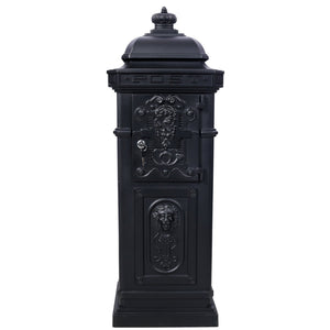 English Elm Mailboxs Cast Aluminum Floor Postbox Roman Column Statue Garden Rainproof Large Capacity Black W465P230044