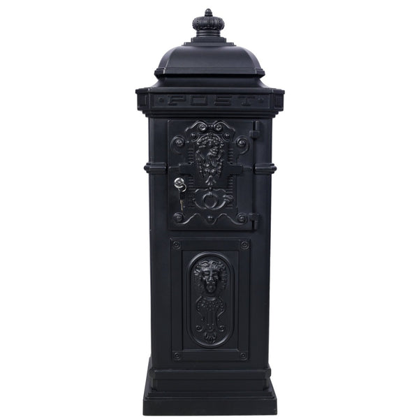 English Elm Mailboxs Cast Aluminum Floor Postbox Roman Column Statue Garden Rainproof Large Capacity Black W465P230044