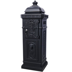 English Elm Mailboxs Cast Aluminum Floor Postbox Roman Column Statue Garden Rainproof Large Capacity Black W465P230044