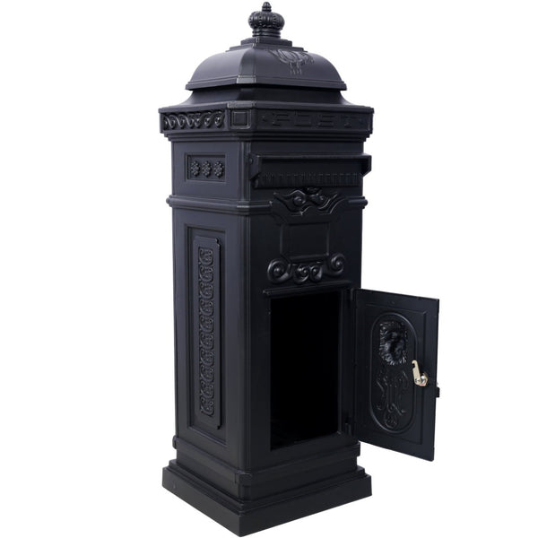 English Elm Mailboxs Cast Aluminum Floor Postbox Roman Column Statue Garden Rainproof Large Capacity Black W465P230044