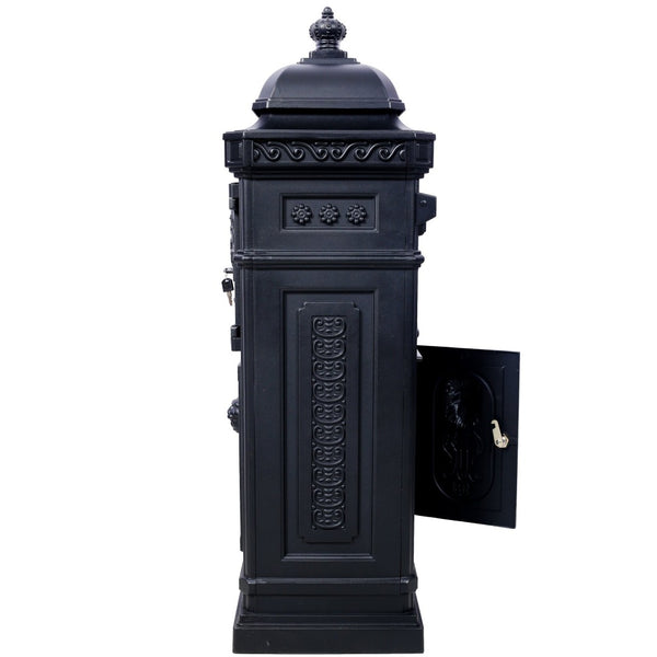 English Elm Mailboxs Cast Aluminum Floor Postbox Roman Column Statue Garden Rainproof Large Capacity Black W465P230044