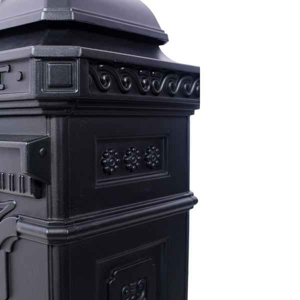 English Elm Mailboxs Cast Aluminum Floor Postbox Roman Column Statue Garden Rainproof Large Capacity Black W465P230044
