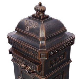 English Elm Mailboxs Cast Aluminum Floor Postbox Roman Column Statue Garden Rainproof Large Capacity Bronze W465P230045