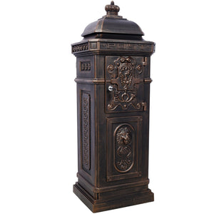 English Elm Mailboxs Cast Aluminum Floor Postbox Roman Column Statue Garden Rainproof Large Capacity Bronze W465P230045