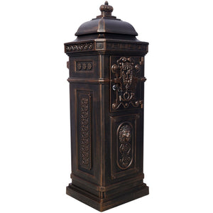 English Elm Mailboxs Cast Aluminum Floor Postbox Roman Column Statue Garden Rainproof Large Capacity Bronze W465P230045