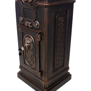 English Elm Mailboxs Cast Aluminum Floor Postbox Roman Column Statue Garden Rainproof Large Capacity Bronze W465P230045