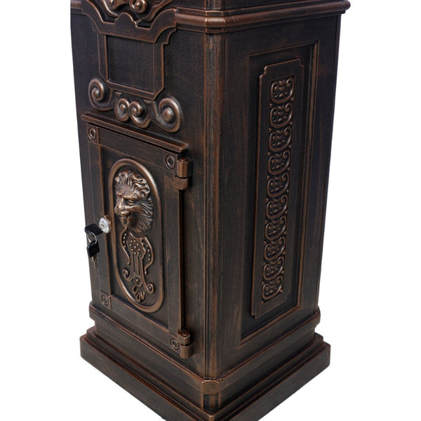 English Elm Mailboxs Cast Aluminum Floor Postbox Roman Column Statue Garden Rainproof Large Capacity Bronze W465P230045