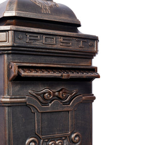 English Elm Mailboxs Cast Aluminum Floor Postbox Roman Column Statue Garden Rainproof Large Capacity Bronze W465P230045