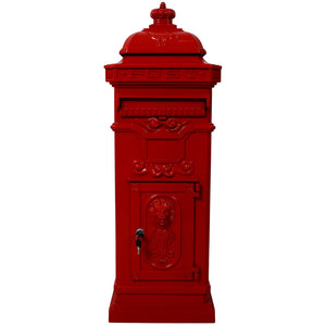 English Elm Mailboxs Cast Aluminum Floor Postbox Roman Column Statue Garden Rainproof Large Capacity Red W465P230046