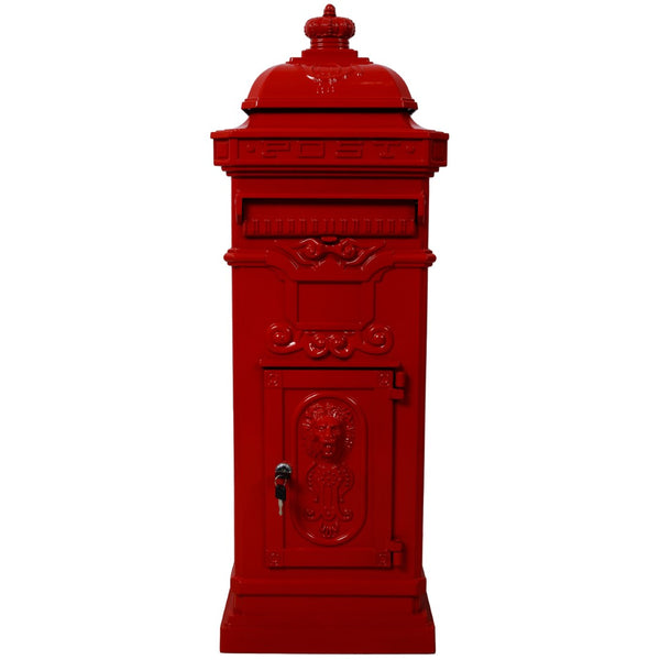 English Elm Mailboxs Cast Aluminum Floor Postbox Roman Column Statue Garden Rainproof Large Capacity Red W465P230046