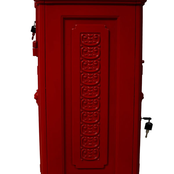 English Elm Mailboxs Cast Aluminum Floor Postbox Roman Column Statue Garden Rainproof Large Capacity Red W465P230046