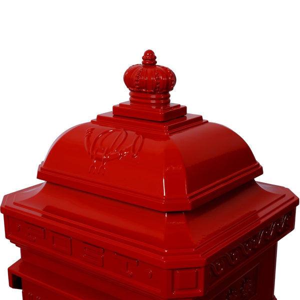 English Elm Mailboxs Cast Aluminum Floor Postbox Roman Column Statue Garden Rainproof Large Capacity Red W465P230046