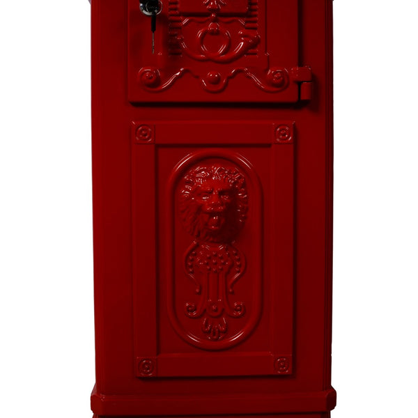 English Elm Mailboxs Cast Aluminum Floor Postbox Roman Column Statue Garden Rainproof Large Capacity Red W465P230046