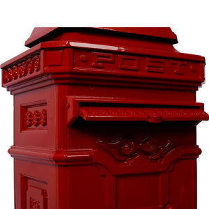 English Elm Mailboxs Cast Aluminum Floor Postbox Roman Column Statue Garden Rainproof Large Capacity Red W465P230046