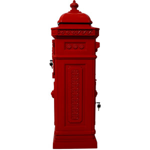 English Elm Mailboxs Cast Aluminum Floor Postbox Roman Column Statue Garden Rainproof Large Capacity Red W465P230046