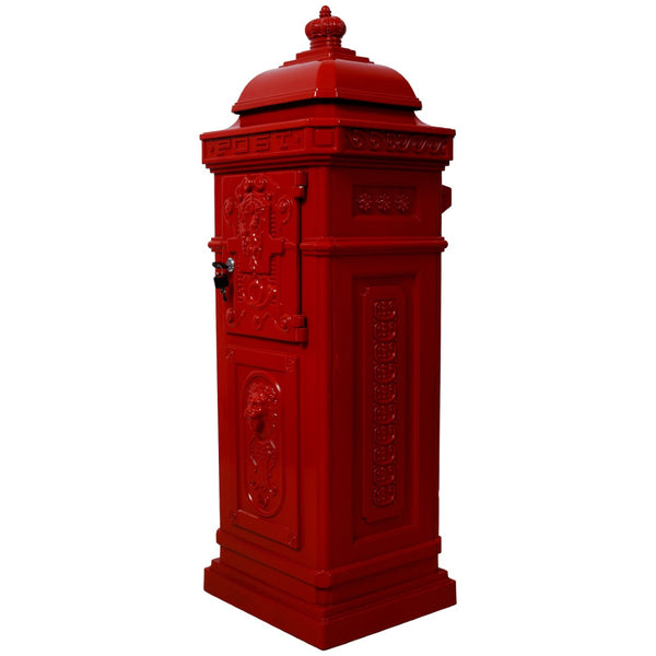 English Elm Mailboxs Cast Aluminum Floor Postbox Roman Column Statue Garden Rainproof Large Capacity Red W465P230046
