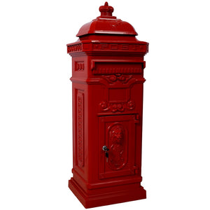 English Elm Mailboxs Cast Aluminum Floor Postbox Roman Column Statue Garden Rainproof Large Capacity Red W465P230046