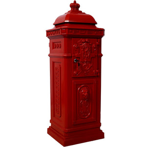 English Elm Mailboxs Cast Aluminum Floor Postbox Roman Column Statue Garden Rainproof Large Capacity Red W465P230046