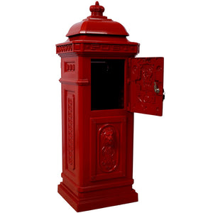 English Elm Mailboxs Cast Aluminum Floor Postbox Roman Column Statue Garden Rainproof Large Capacity Red W465P230046