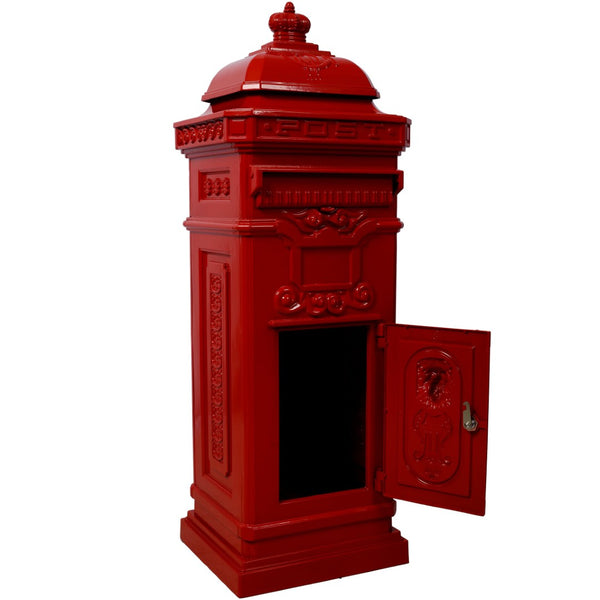 English Elm Mailboxs Cast Aluminum Floor Postbox Roman Column Statue Garden Rainproof Large Capacity Red W465P230046