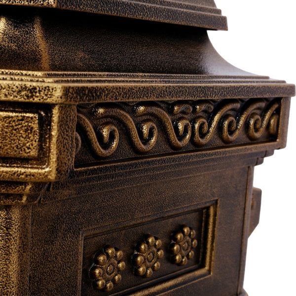English Elm Mailboxs Cast Aluminum Floor Postbox Roman Column Statue Garden Rainproof Large Capacity Copper W465P230047