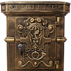 English Elm Mailboxs Cast Aluminum Floor Postbox Roman Column Statue Garden Rainproof Large Capacity Copper W465P230047