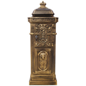 English Elm Mailboxs Cast Aluminum Floor Postbox Roman Column Statue Garden Rainproof Large Capacity Copper W465P230047