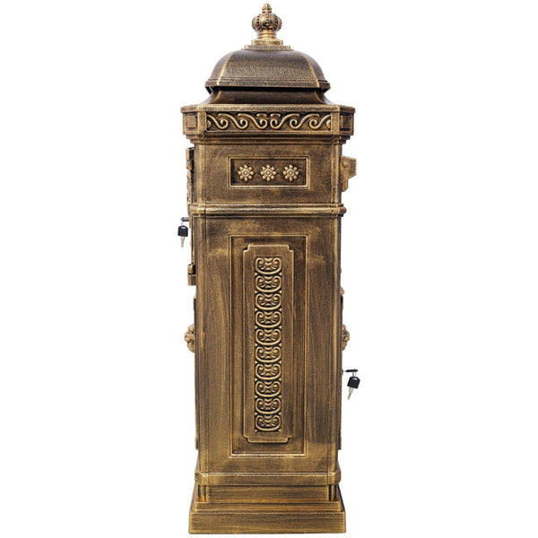 English Elm Mailboxs Cast Aluminum Floor Postbox Roman Column Statue Garden Rainproof Large Capacity Copper W465P230047