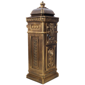 English Elm Mailboxs Cast Aluminum Floor Postbox Roman Column Statue Garden Rainproof Large Capacity Copper W465P230047