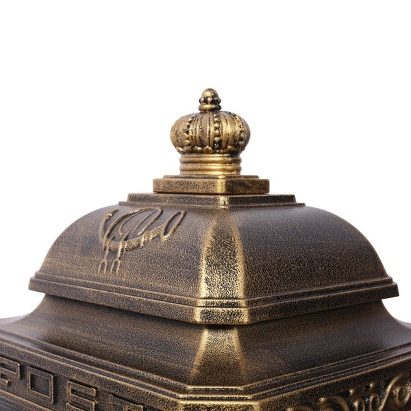 English Elm Mailboxs Cast Aluminum Floor Postbox Roman Column Statue Garden Rainproof Large Capacity Copper W465P230047
