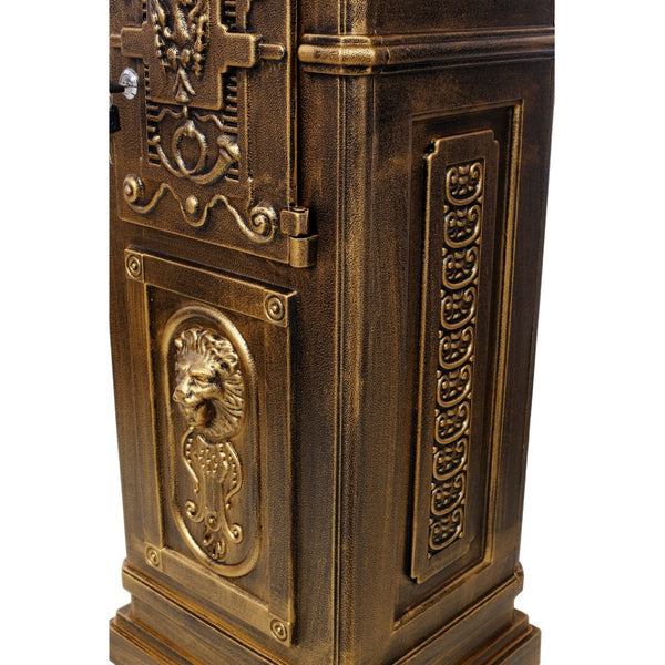 English Elm Mailboxs Cast Aluminum Floor Postbox Roman Column Statue Garden Rainproof Large Capacity Copper W465P230047