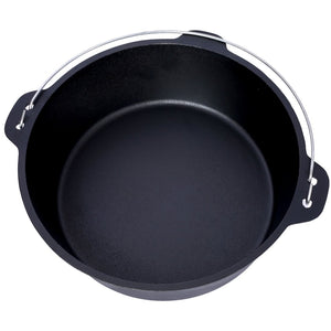 English Elm Pre-Seasoned Cast Iron 12 Quart Dutch Oven Campfire Deep Pot with Convertible Skillet Lid W465P236474