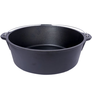 English Elm Pre-Seasoned Cast Iron 12 Quart Dutch Oven Campfire Deep Pot with Convertible Skillet Lid W465P236474