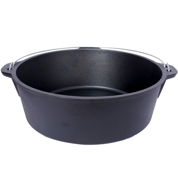 English Elm Pre-Seasoned Cast Iron 12 Quart Dutch Oven Campfire Deep Pot with Convertible Skillet Lid W465P236474