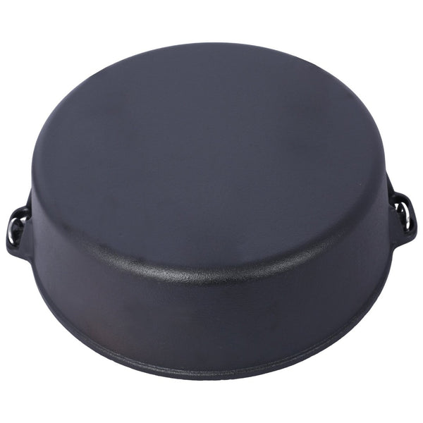 English Elm Pre-Seasoned Cast Iron 12 Quart Dutch Oven Campfire Deep Pot with Convertible Skillet Lid W465P236474