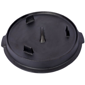 English Elm Pre-Seasoned Cast Iron 12 Quart Dutch Oven Campfire Deep Pot with Convertible Skillet Lid W465P236474