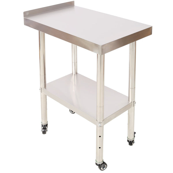 English Elm Stainless Steel Commercial Prep Table Heavy Duty Worktable with Casters and Undershelf W465P237800