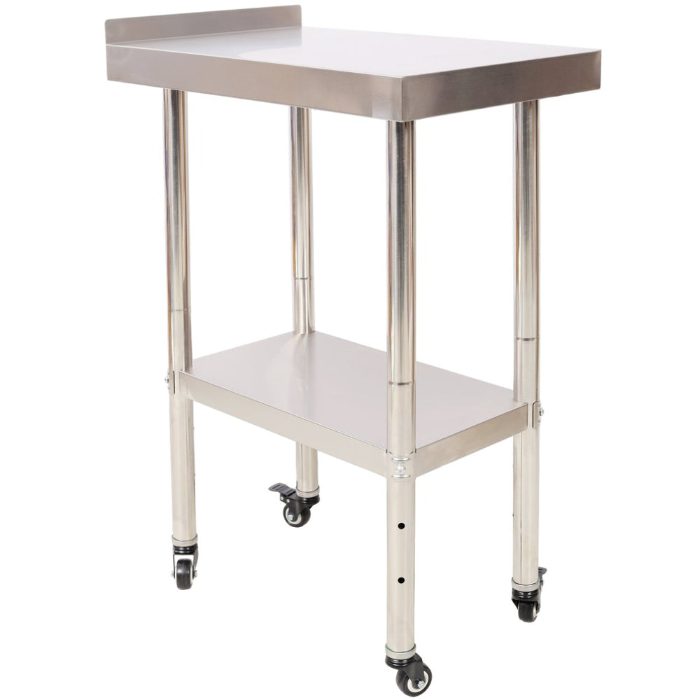 English Elm Stainless Steel Commercial Prep Table Heavy Duty Worktable with Casters and Undershelf W465P237800