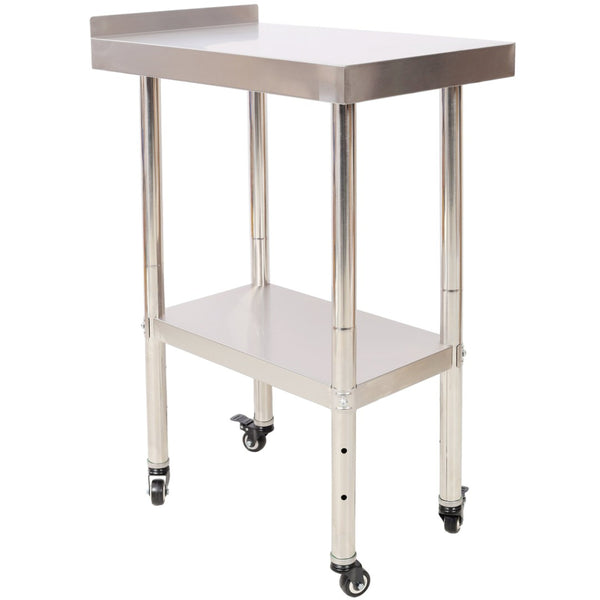 English Elm Stainless Steel Commercial Prep Table Heavy Duty Worktable with Casters and Undershelf W465P237800
