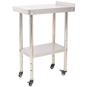 English Elm Stainless Steel Commercial Prep Table Heavy Duty Worktable with Casters and Undershelf W465P237800