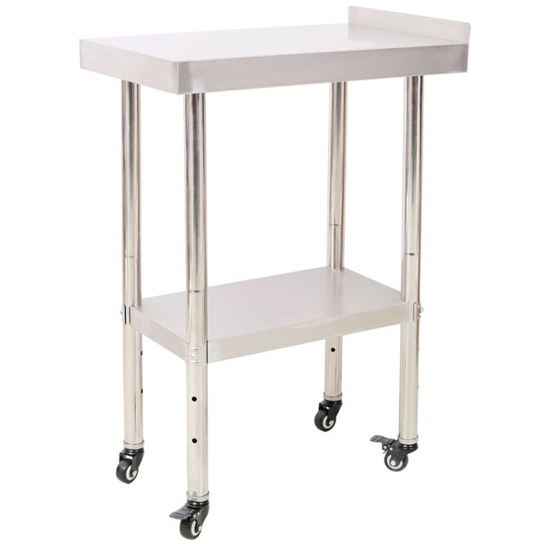 English Elm Stainless Steel Commercial Prep Table Heavy Duty Worktable with Casters and Undershelf W465P237800