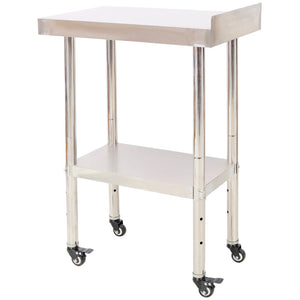 English Elm Stainless Steel Commercial Prep Table Heavy Duty Worktable with Casters and Undershelf W465P237800